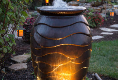 wildlife pond with lights